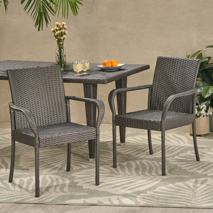Bannon Outdoor Contemporary Wicker Dining Chair (Set of 2)
