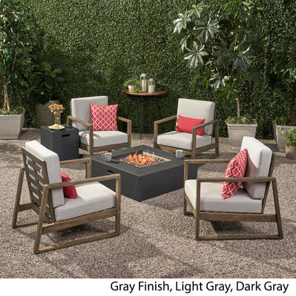 Marlee Outdoor 4 Seater Chat Set with Fire Pit