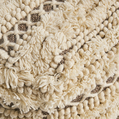 Korey Boho Wool and Cotton Ottoman Pouf