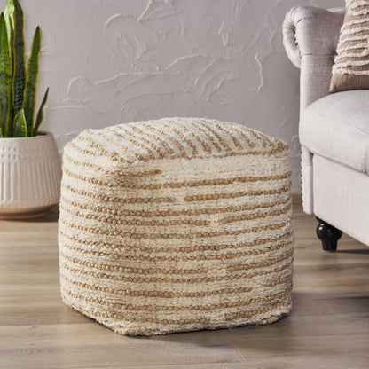Eakly Handcrafted Boho Fabric Cube Pouf