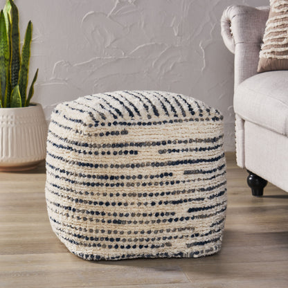 Eakly Handcrafted Boho Fabric Cube Pouf