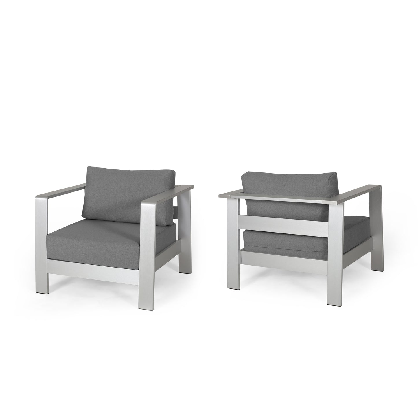 Laraine Outdoor Aluminum Club Chairs with Cushions (Set of 2)