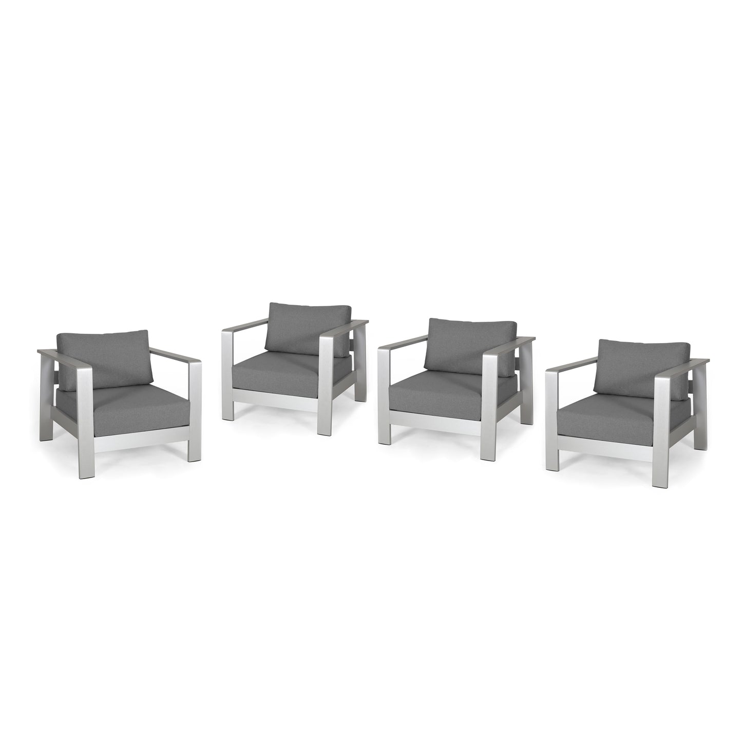 Laraine Outdoor Aluminum Club Chairs with Cushions (Set of 4)