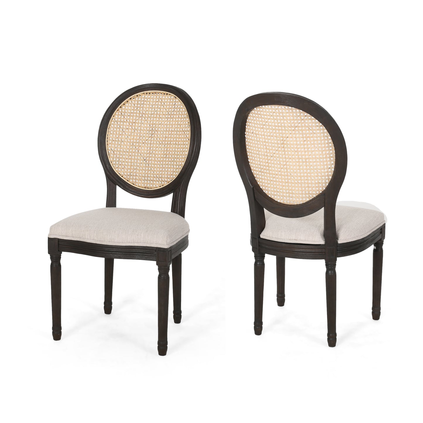 Laney French Style Oval Cane Back Dining Chairs (Set of 2)