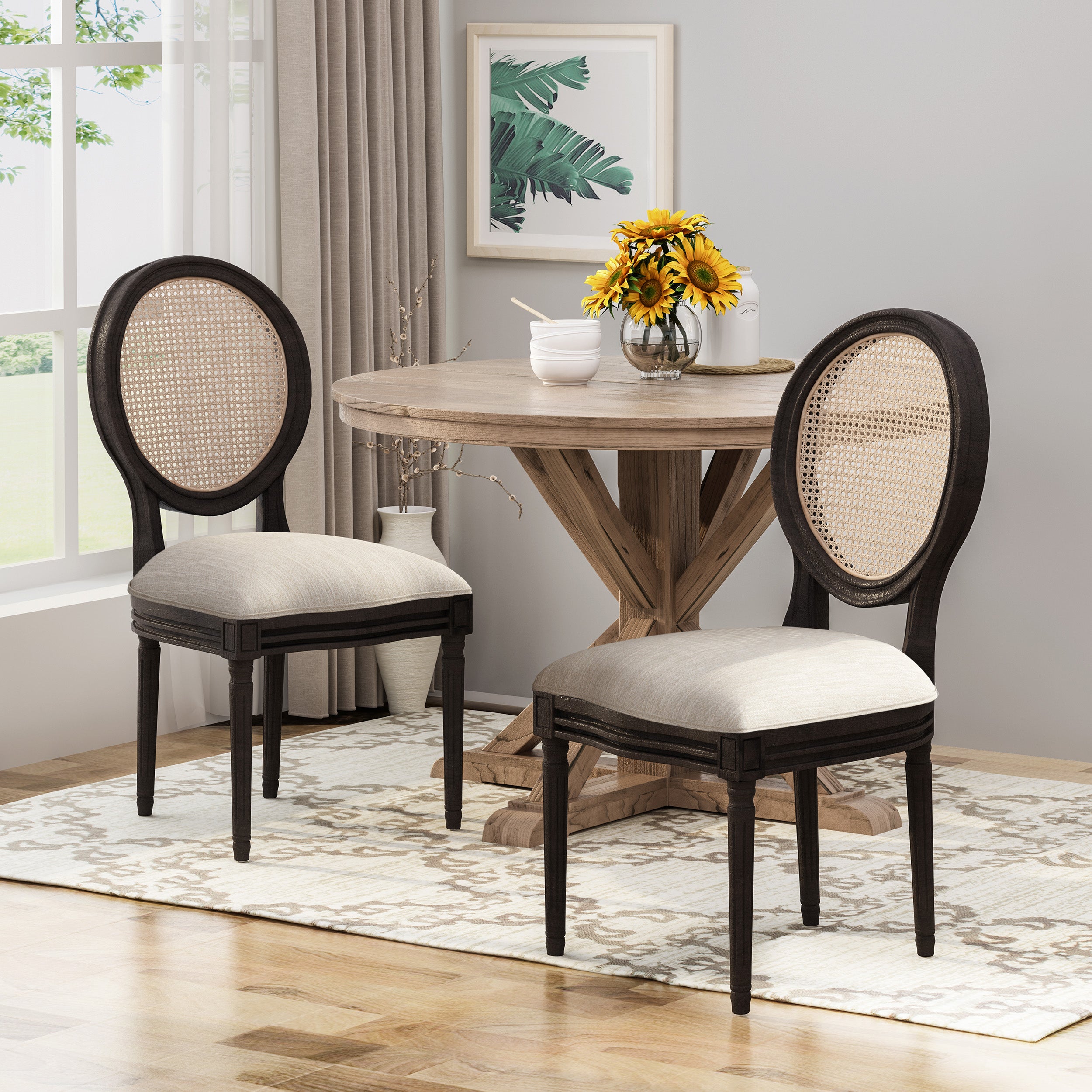 Laney French Style Oval Cane Back Dining Chairs Set of 2