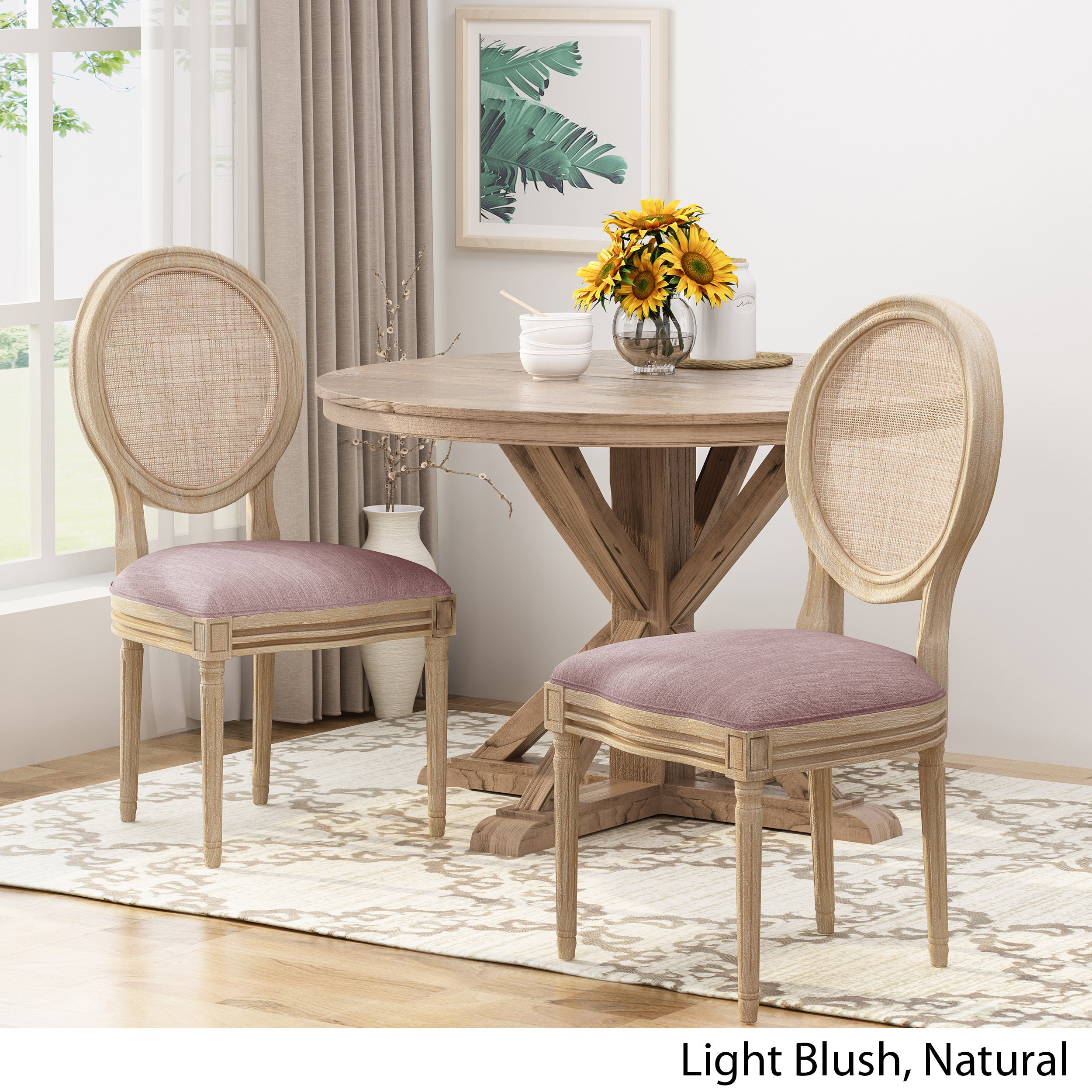 Camilo Oval Cane Back French Style Dining Chair Set of 2 GDFStudio