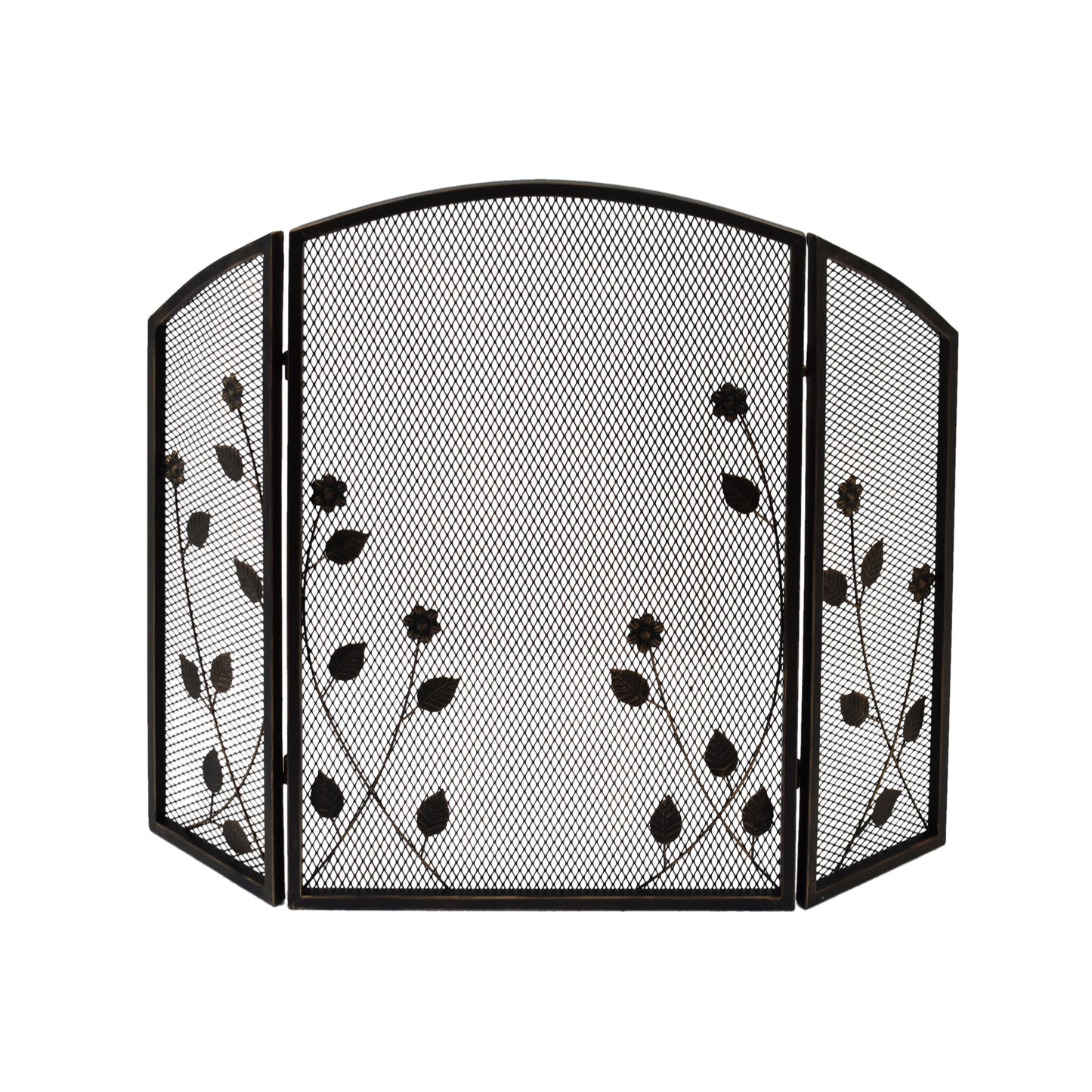 Jenna Modern Iron Firescreen with Leaf Accents