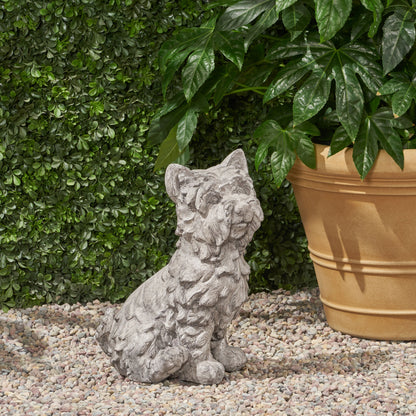 Seth Outdoor Terrier Dog Garden Statue, Antique Gray Finish