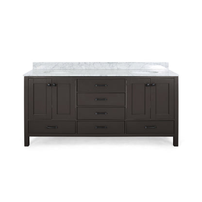 Laranne Contemporary 60" Wood Double Sink Bathroom Vanity with Marble Counter Top with Carrara White Marble