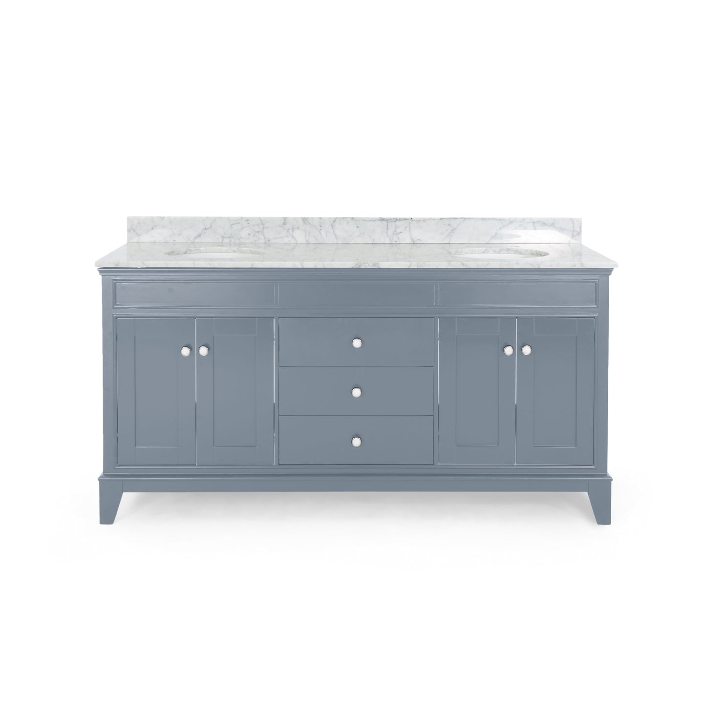 Feldspar Contemporary 72" Wood Double Sink Bathroom Vanity with Marble Counter Top with Carrara White Marble