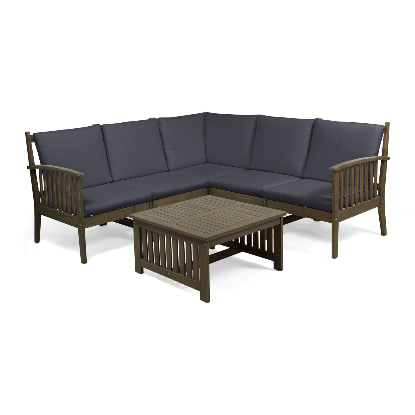 Maud Outdoor 5 Seater Acacia Wood Sofa Sectional Set