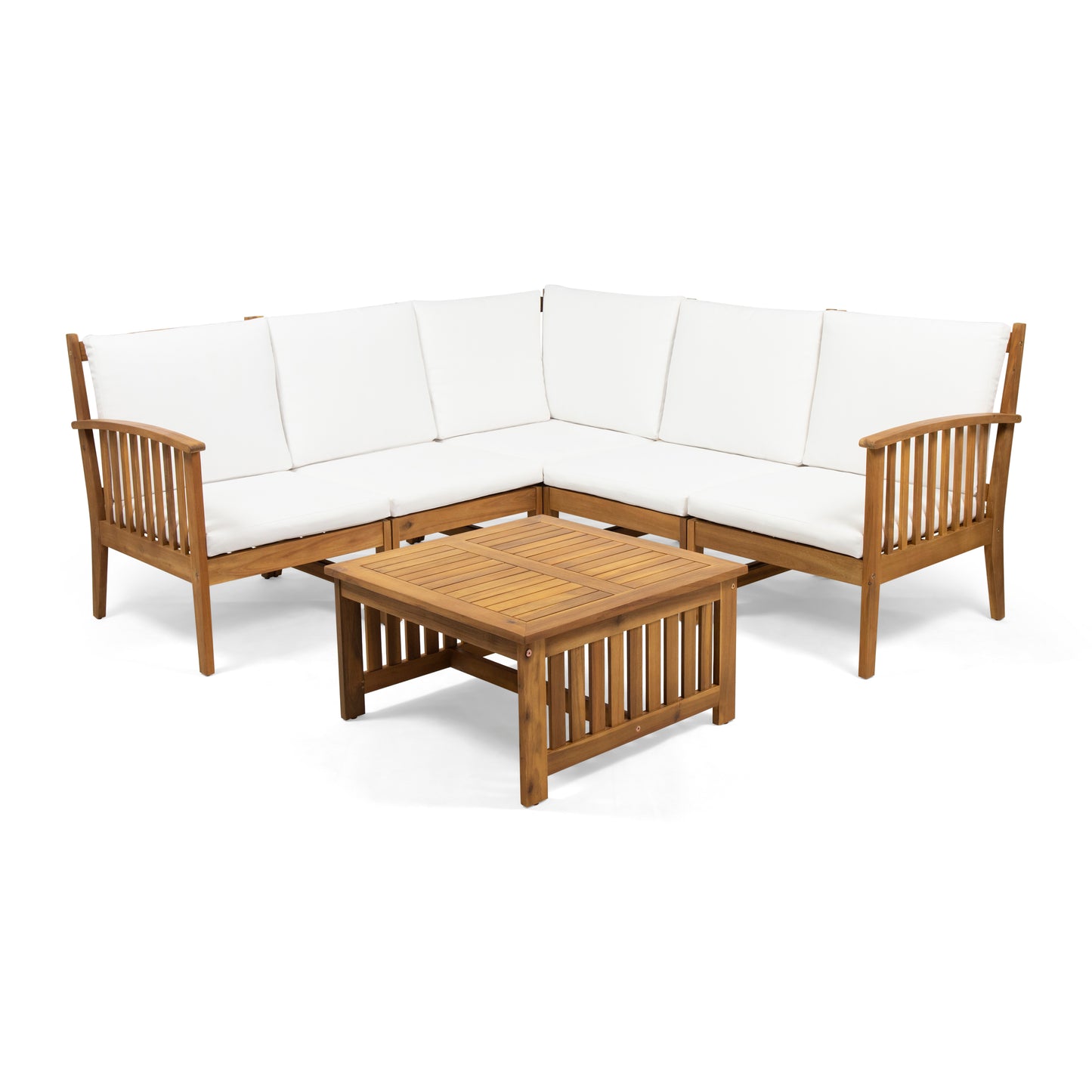 Maud Outdoor 5 Seater Acacia Wood Sofa Sectional Set