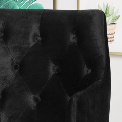 Fern Modern Tufted Glam Accent Chair with Velvet Cushions and U-Shaped Base