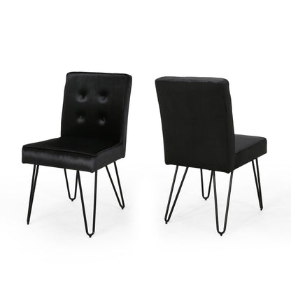 Natalie Glam Tufted Velvet Dining Chairs with Iron Legs  (Set of 2)