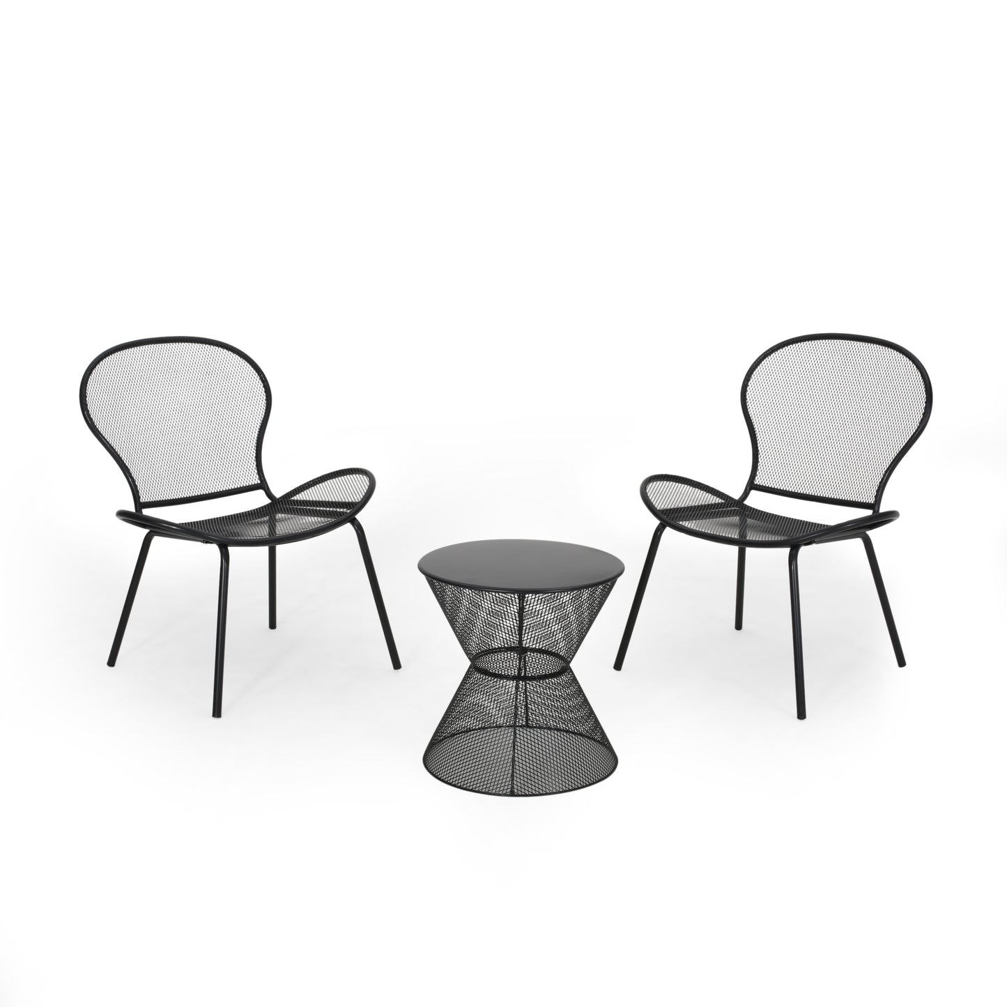 Tristian Modern Outdoor 2 Seater Iron Chat Set with Side Table