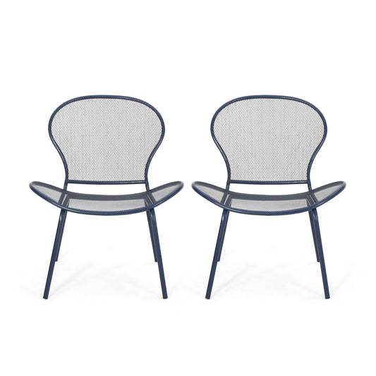 Tristian Modern Outdoor Iron Club Chair (Set of 2)