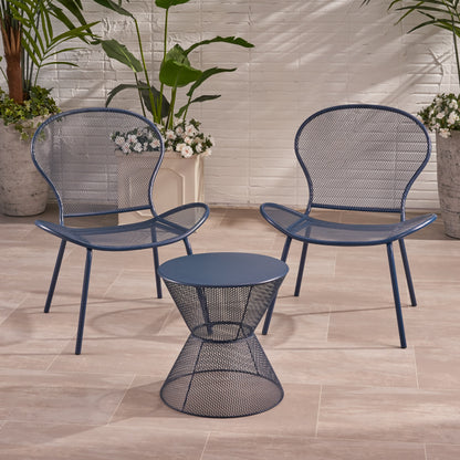 Tristian Modern Outdoor 2 Seater Iron Chat Set with Side Table