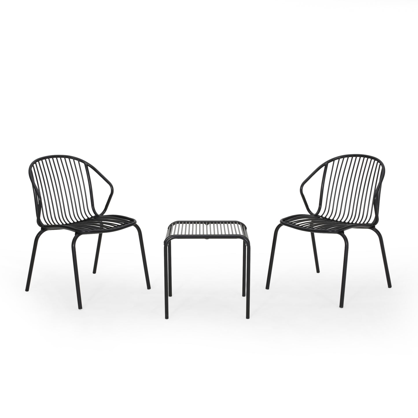 Emily Outdoor Modern Iron 2 Seater Chat Set