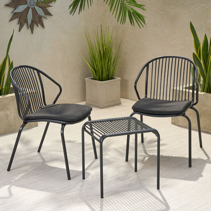 Emily Outdoor Modern Iron 2 Seater Chat Set with Cushions