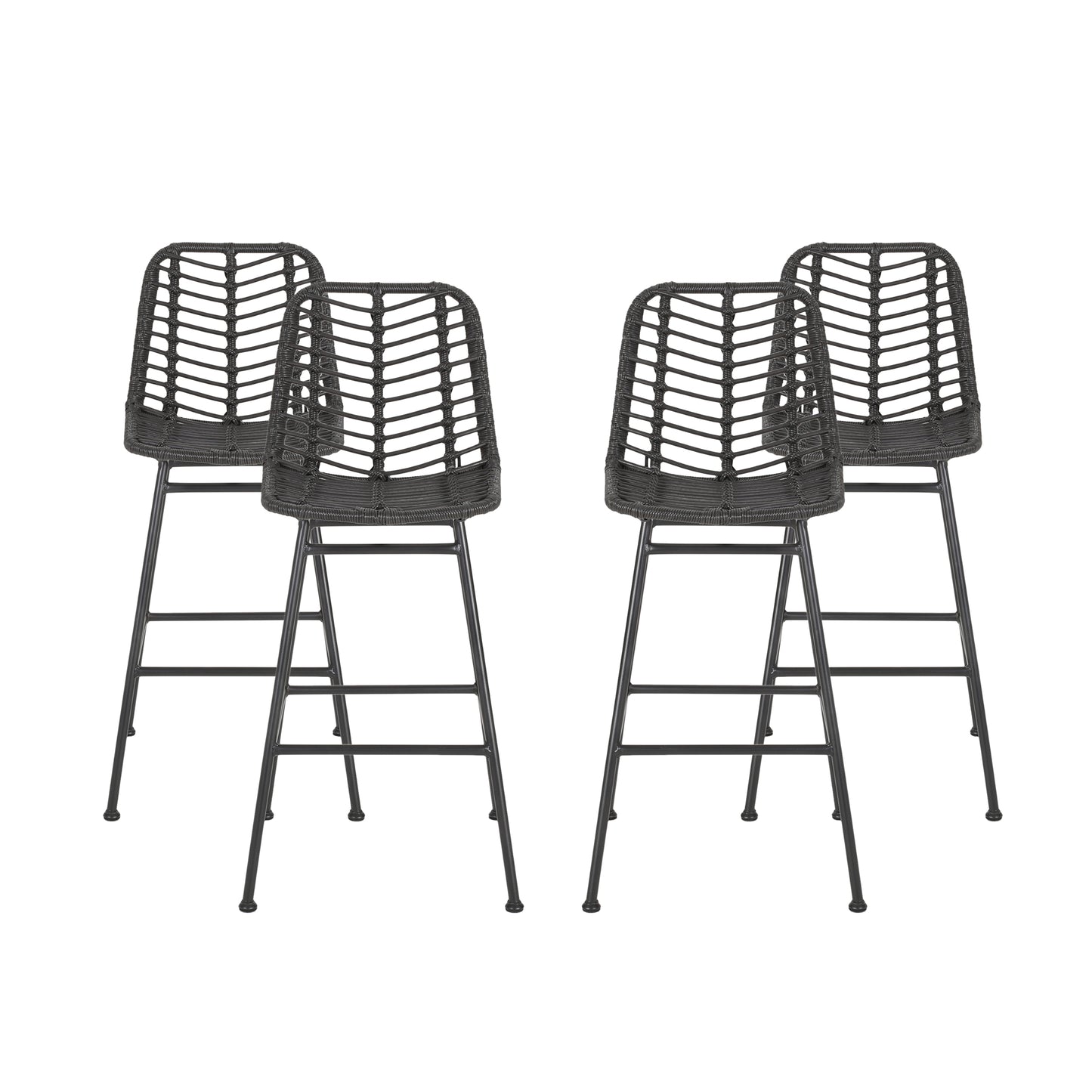 Kendal Outdoor Wicker Barstools (Set of 4)
