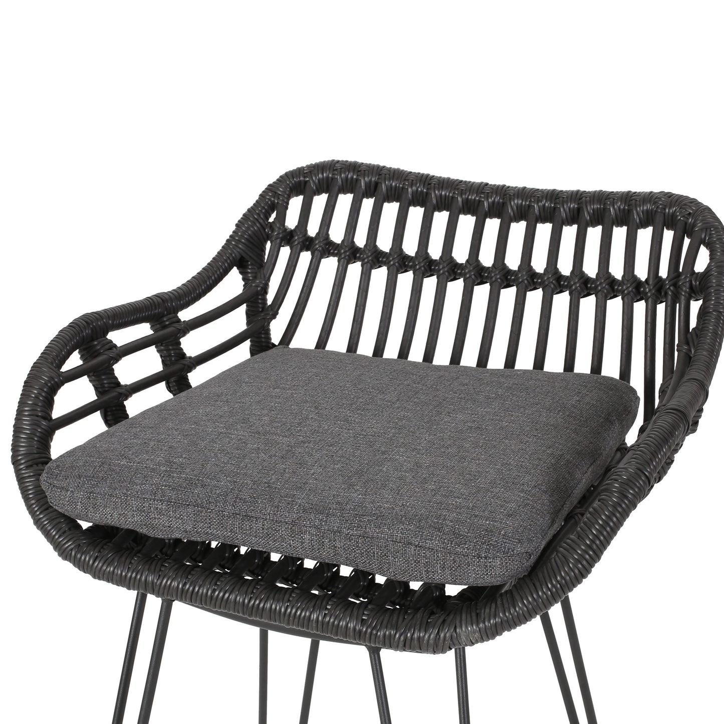 Lisa Outdoor Wicker Barstools with Cushions (Set of 2)