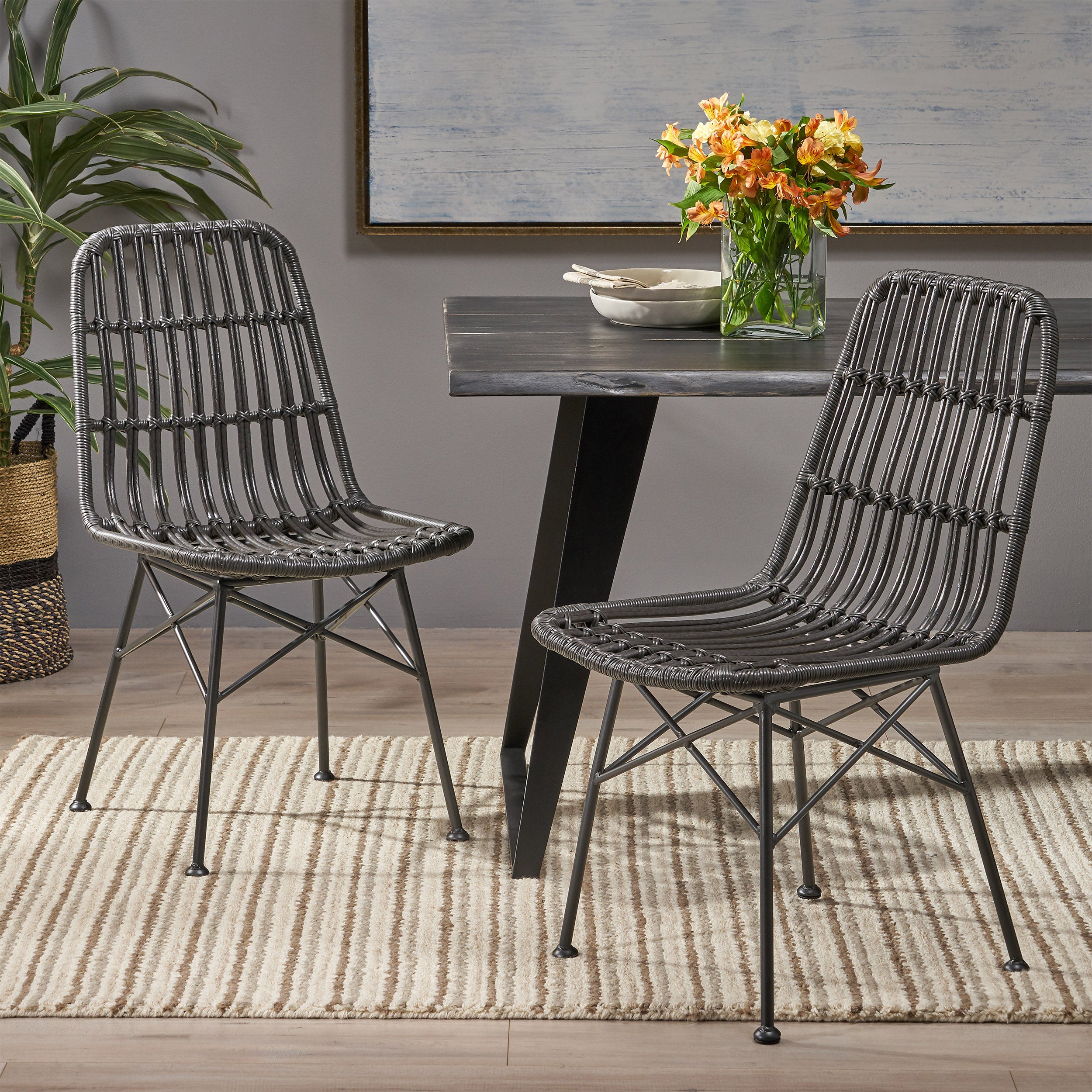 Gdf studio silverdew indoor store wicker dining chairs