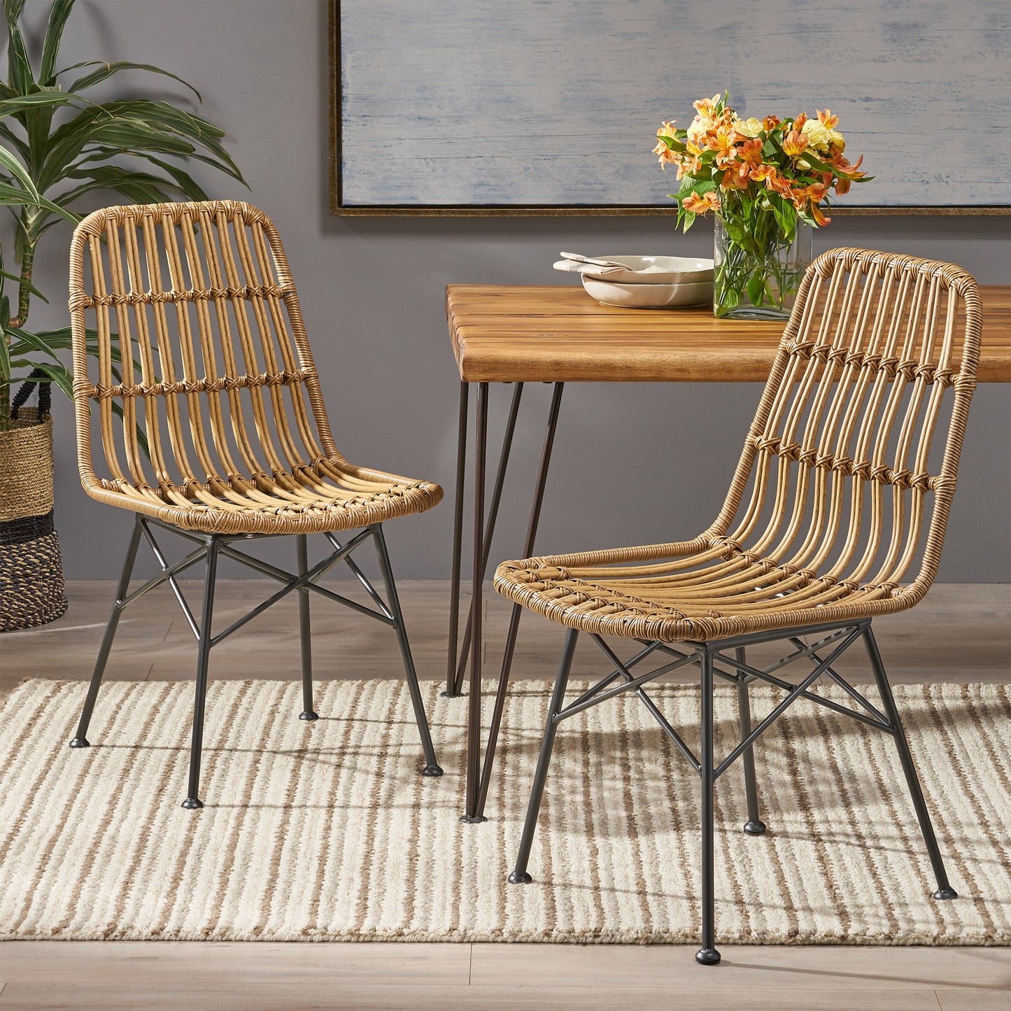 Silverdew Indoor Wicker Dining Chairs (Set of 2)
