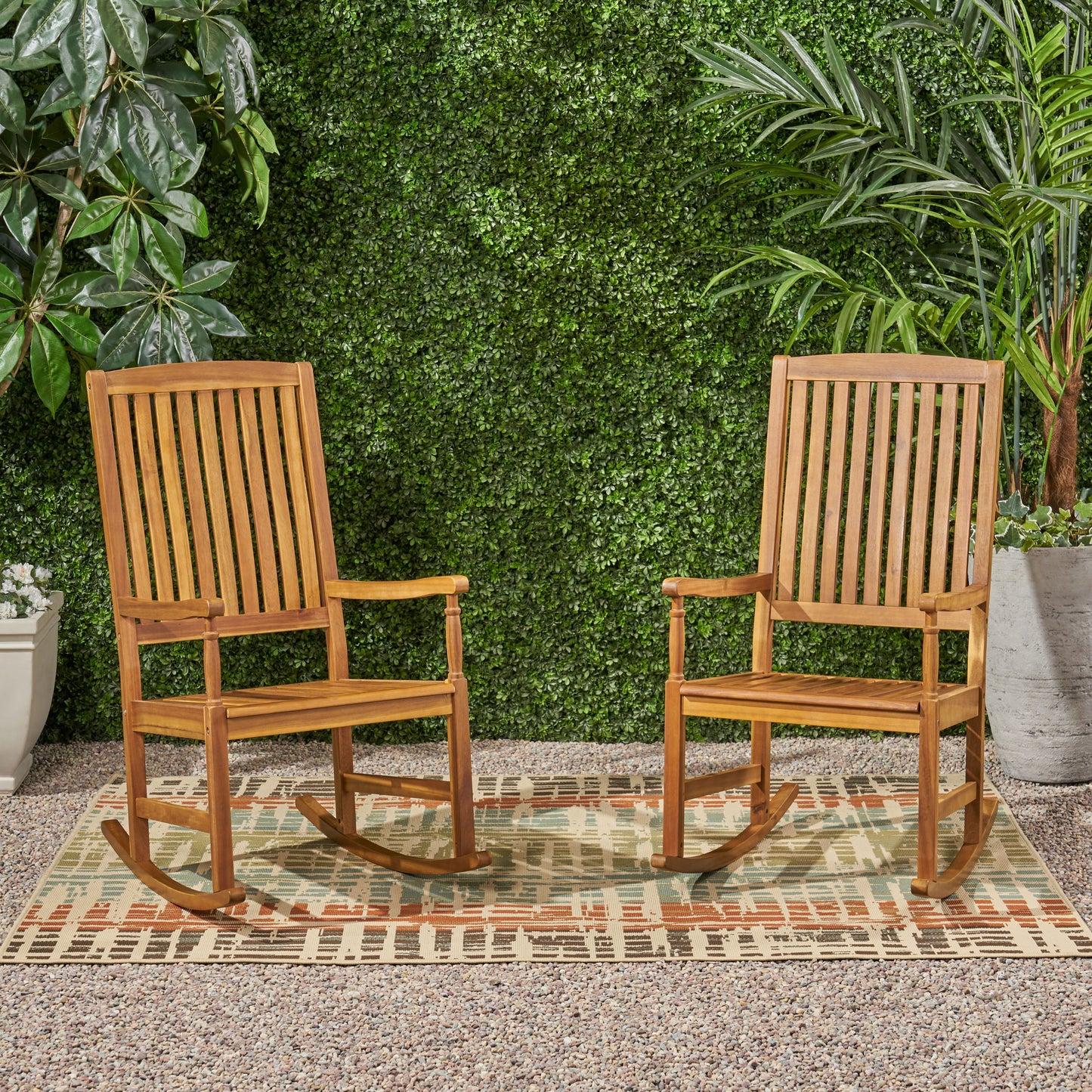 Penny Outdoor Acacia Wood Rocking Chairs (Set of 2)