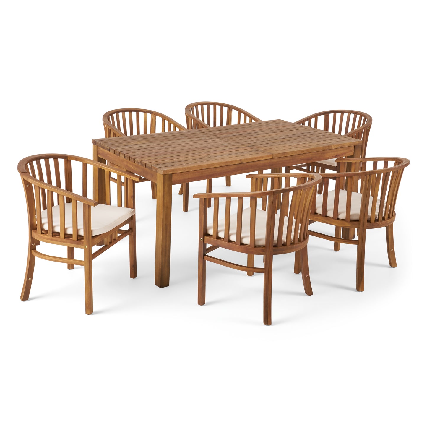 Rosin Outdoor Expandable 6 Seater Acacia Wood Dining Set