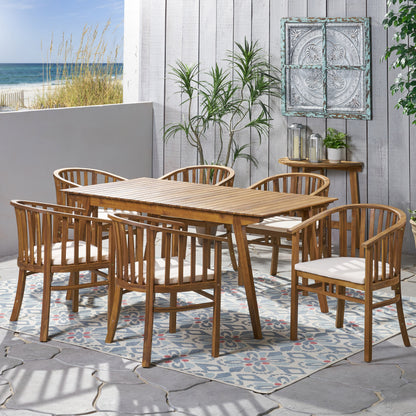 Rosin Outdoor Expandable 6 Seater Acacia Wood Dining Set