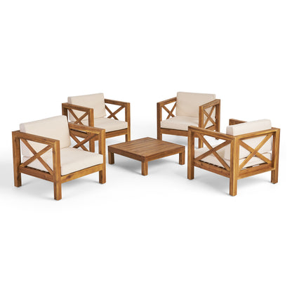 Morgan Outdoor 4 Seater Acacia Wood Club Chair and Coffee Table Set