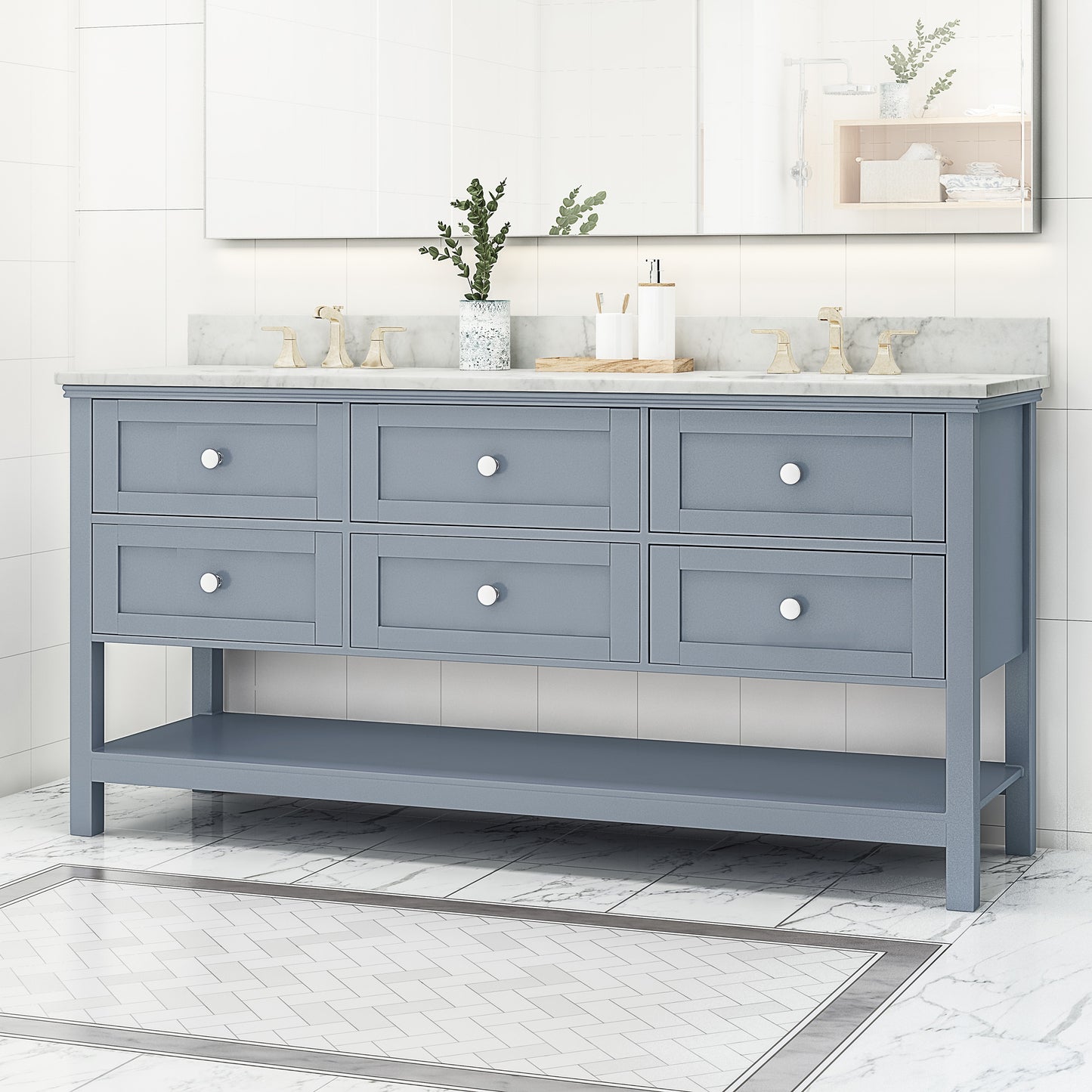 Douvier Contemporary 72" Wood Bathroom Vanity (Counter Top Not Included)