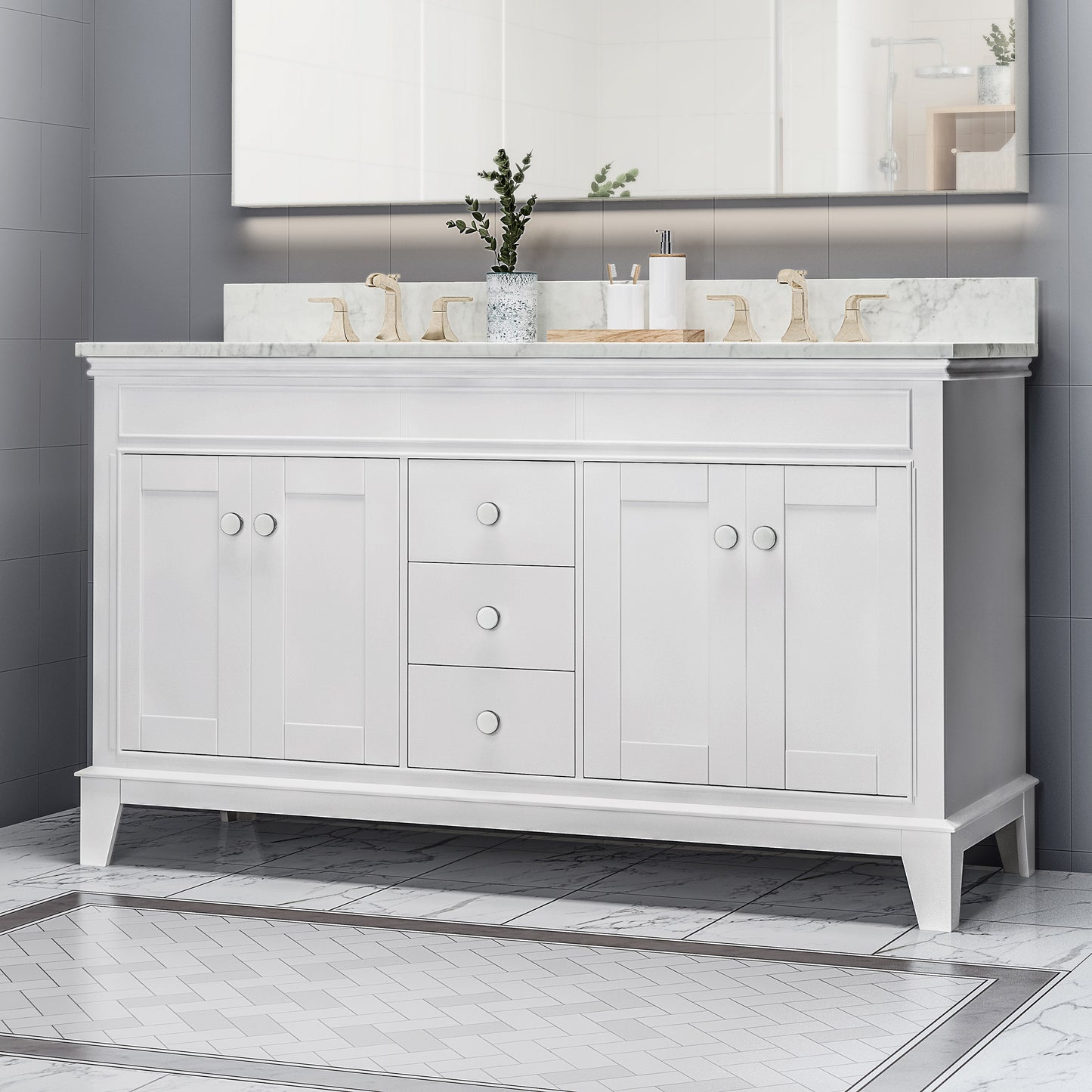 Feldspar Contemporary 60" Wood Bathroom Vanity (Counter Top Not Included)