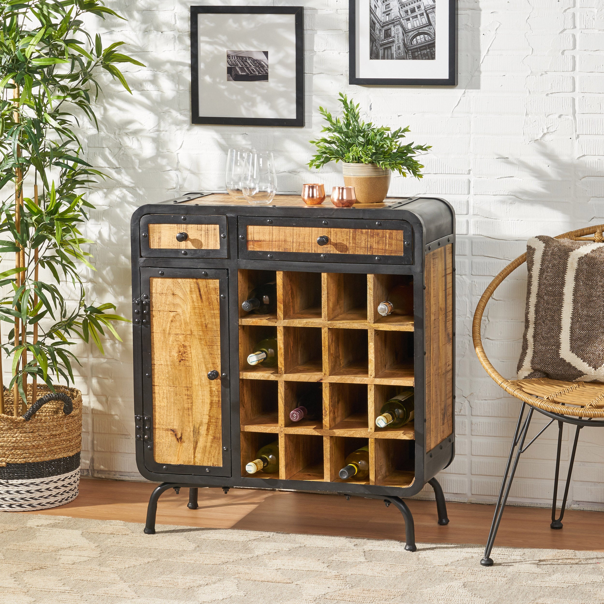 Mango wood best sale wine cabinet