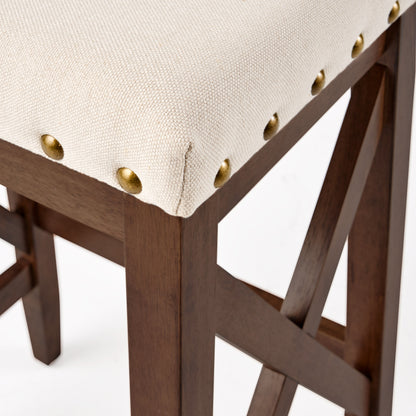 Nancy Contemporary Farmhouse Upholstered Fabric Barstools (Set of 2)