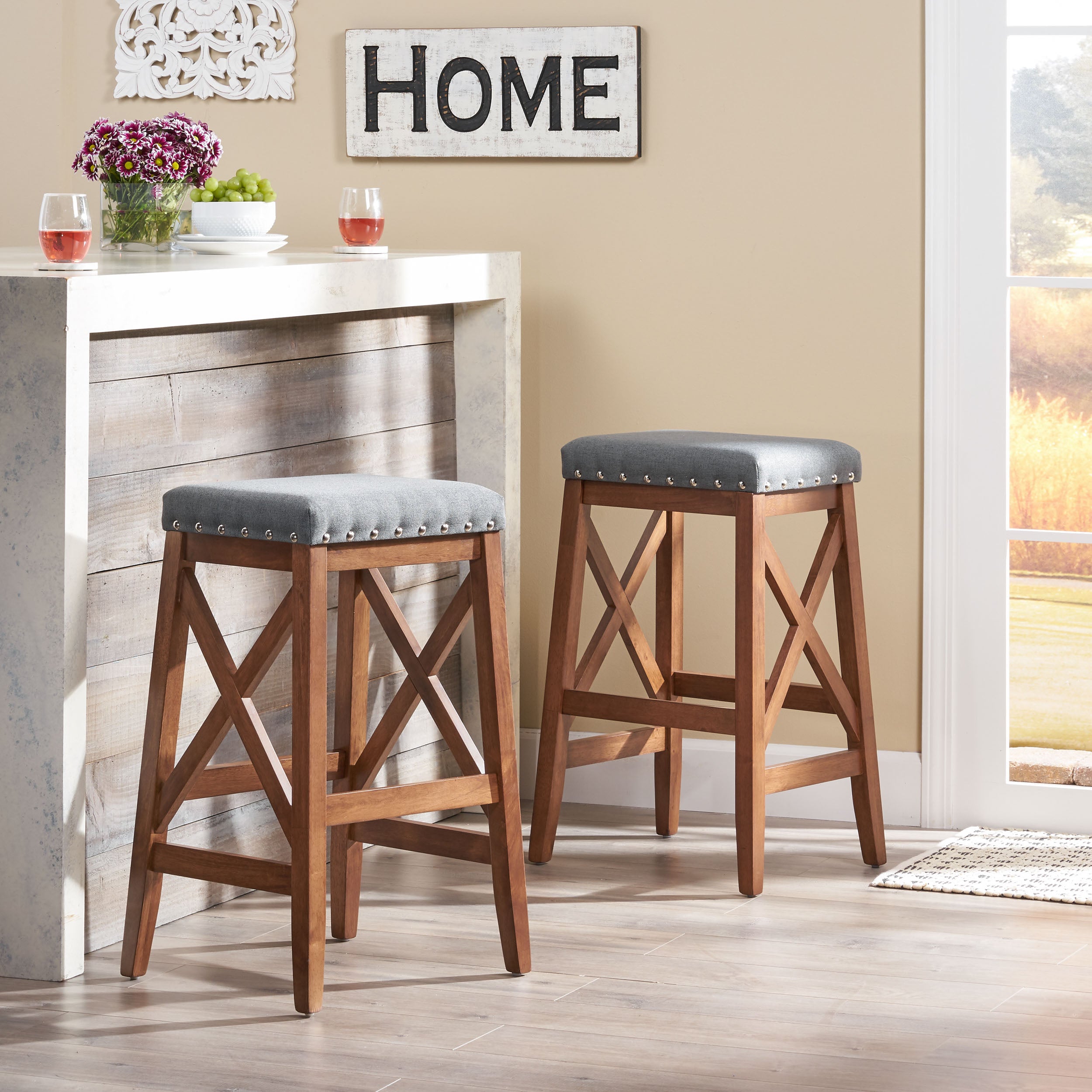 Wood and discount fabric bar stools