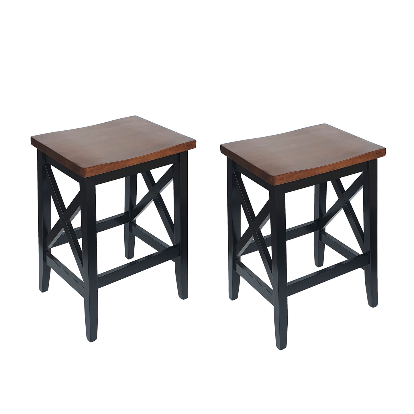 Candice Contemporary Farmhouse Wooden Barstools (Set of 2)