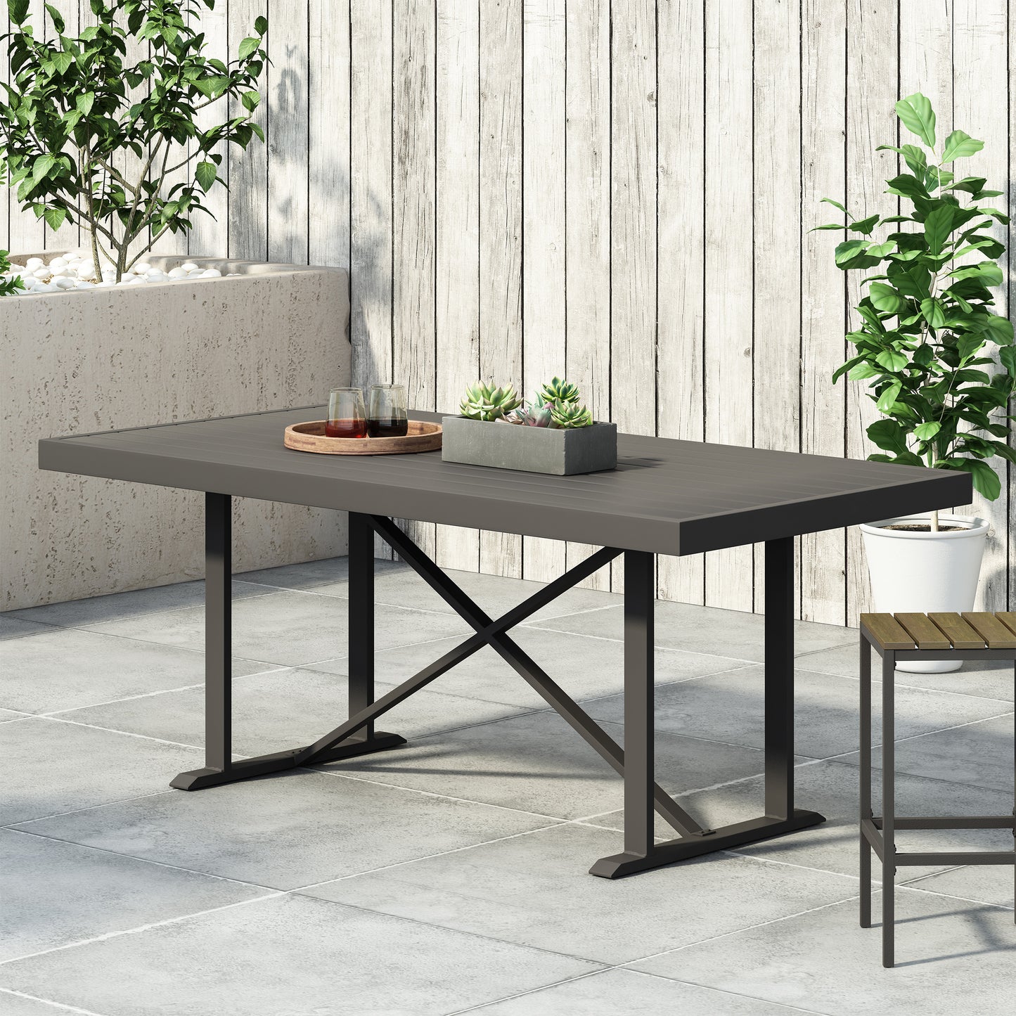 Mavin Outdoor Modern Industrial Aluminum Dining Table