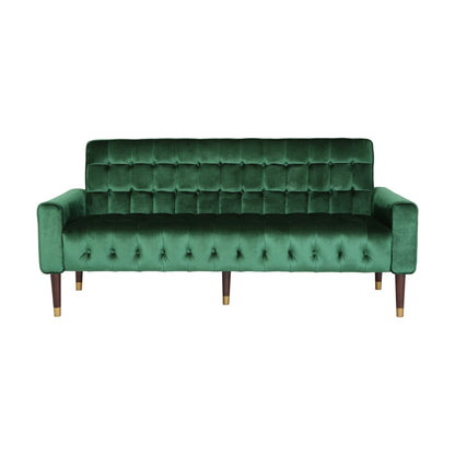 Adan Tufted Velvet Sofa with Gold Tipped Tapered Legs