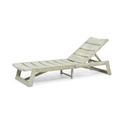 Lillian Outdoor Wood and Iron Chaise Lounge