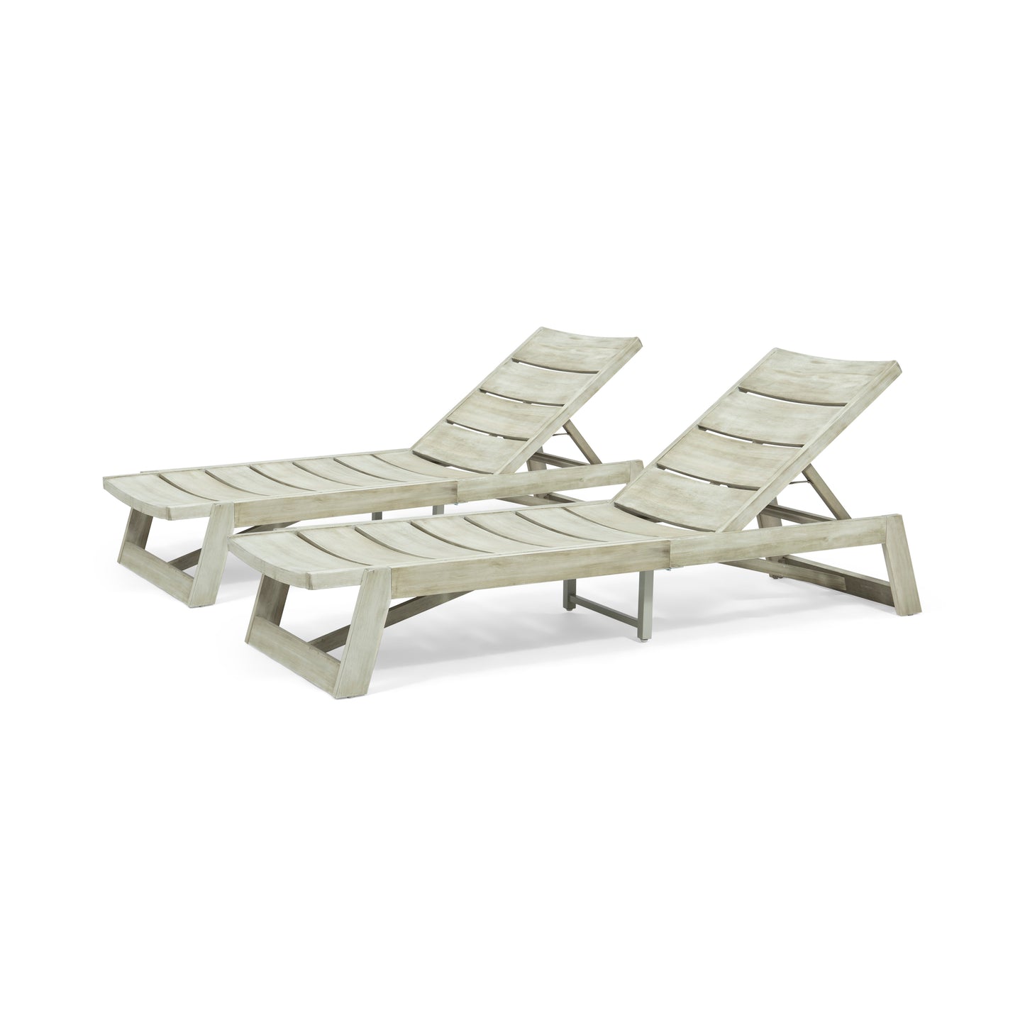 Adelaide Outdoor Wood and Iron Chaise Lounges (Set of 2)