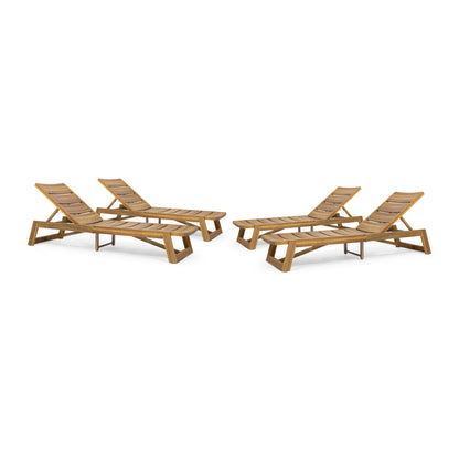 Melissa Outdoor Acacia Wood Chaise Lounge (Set of 4)