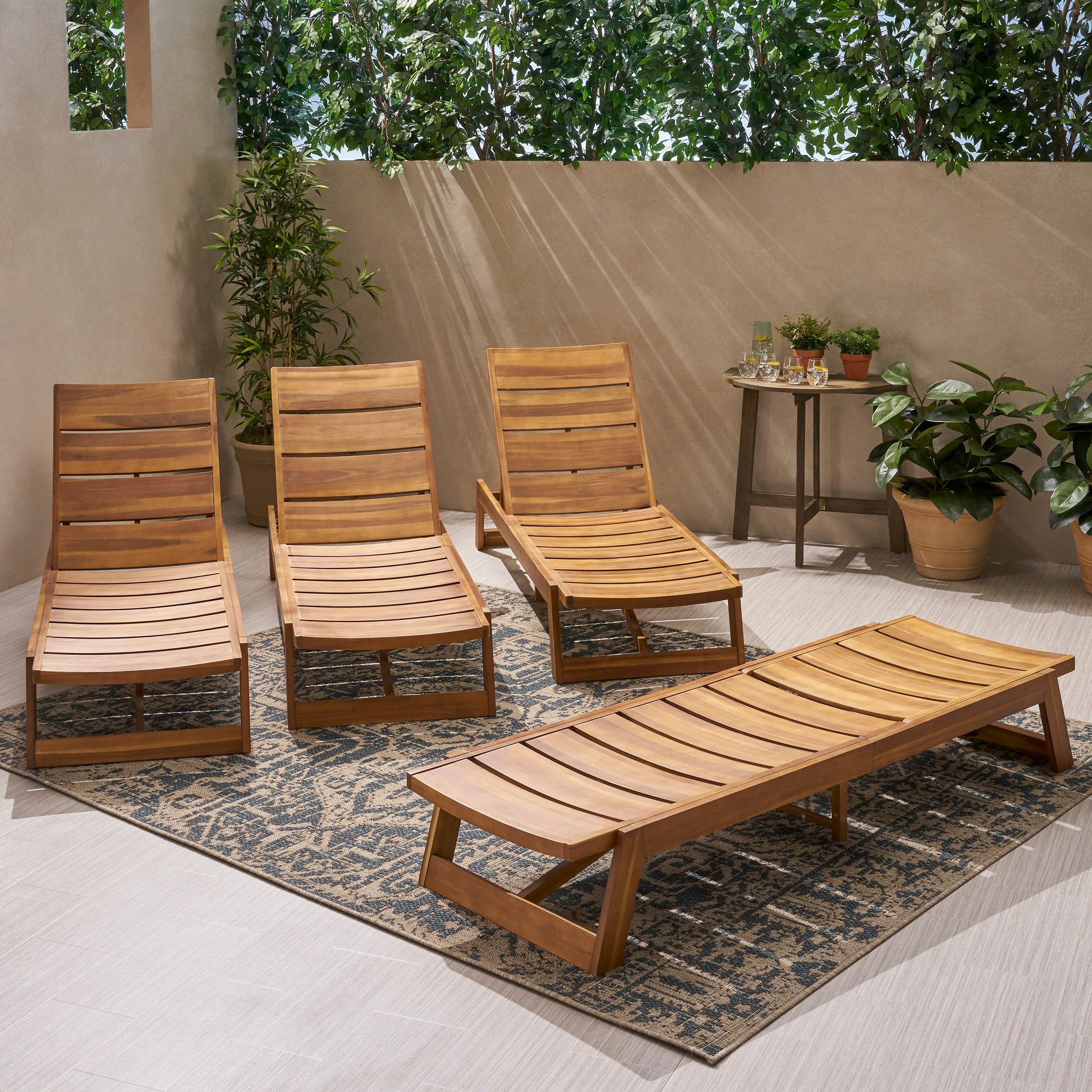 Acacia wood chaise online lounge outdoor