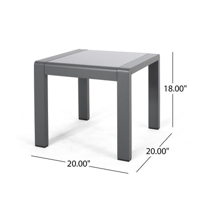 Giovanna Coral Outdoor Aluminum Side Table with Glass Top