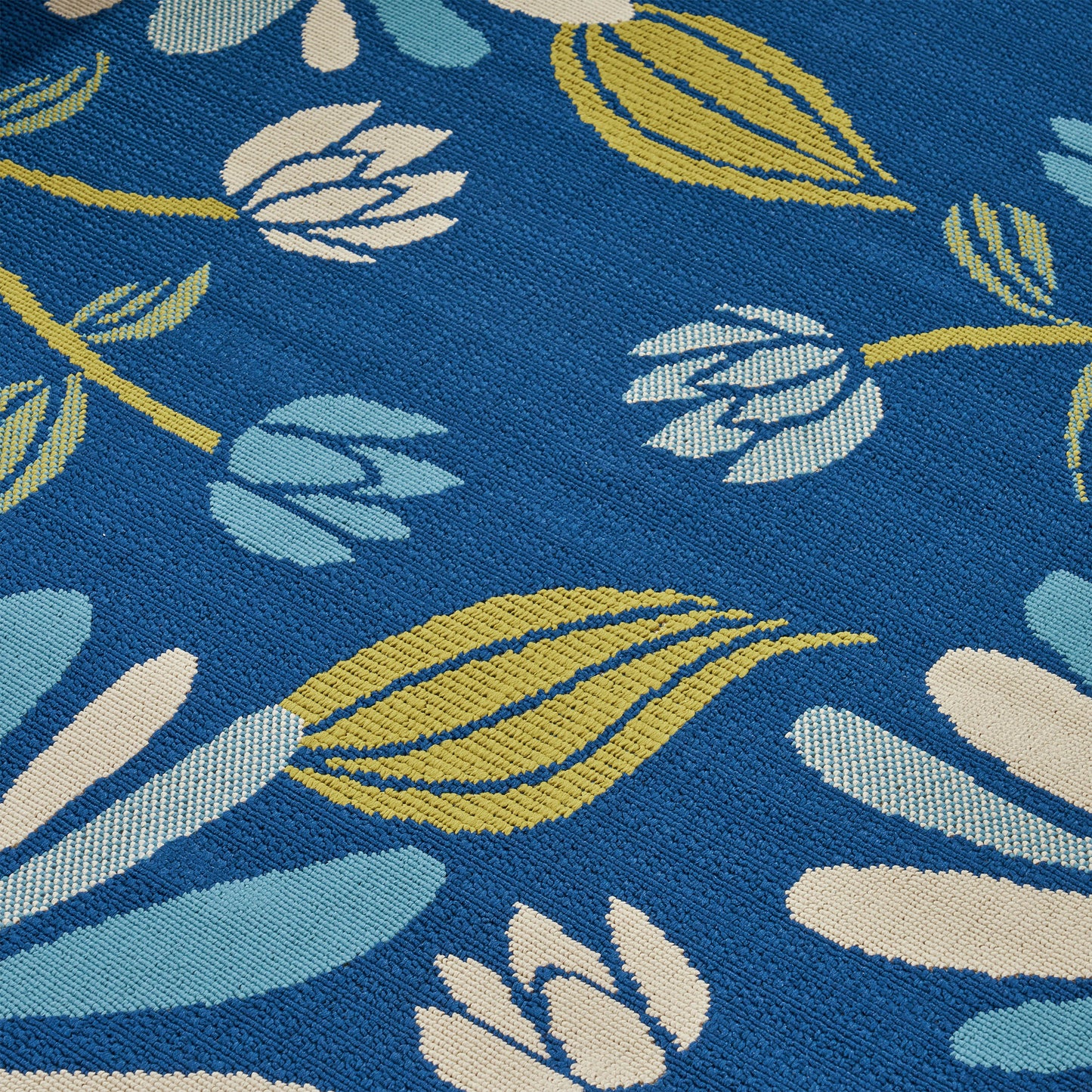 Berwyn Outdoor Floral Area Rug, Blue and Ivory