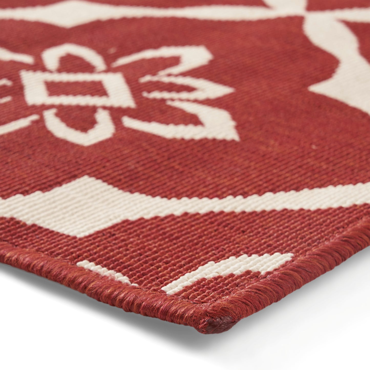 Eluzer Outdoor Trellis Area Rug, Red and Ivory
