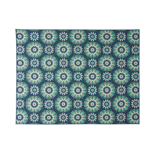 GDF Studio Dimitra Outdoor Modern Scatter Rug, Turquoise and White 
