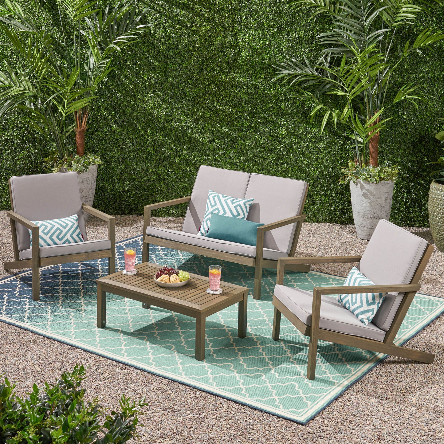 Camryn Outdoor 4 Seater Chat Set with Cushions