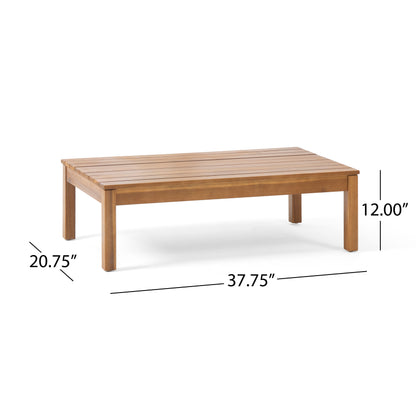 Arth Outdoor Acacia Wood Chat Set with Coffee Table