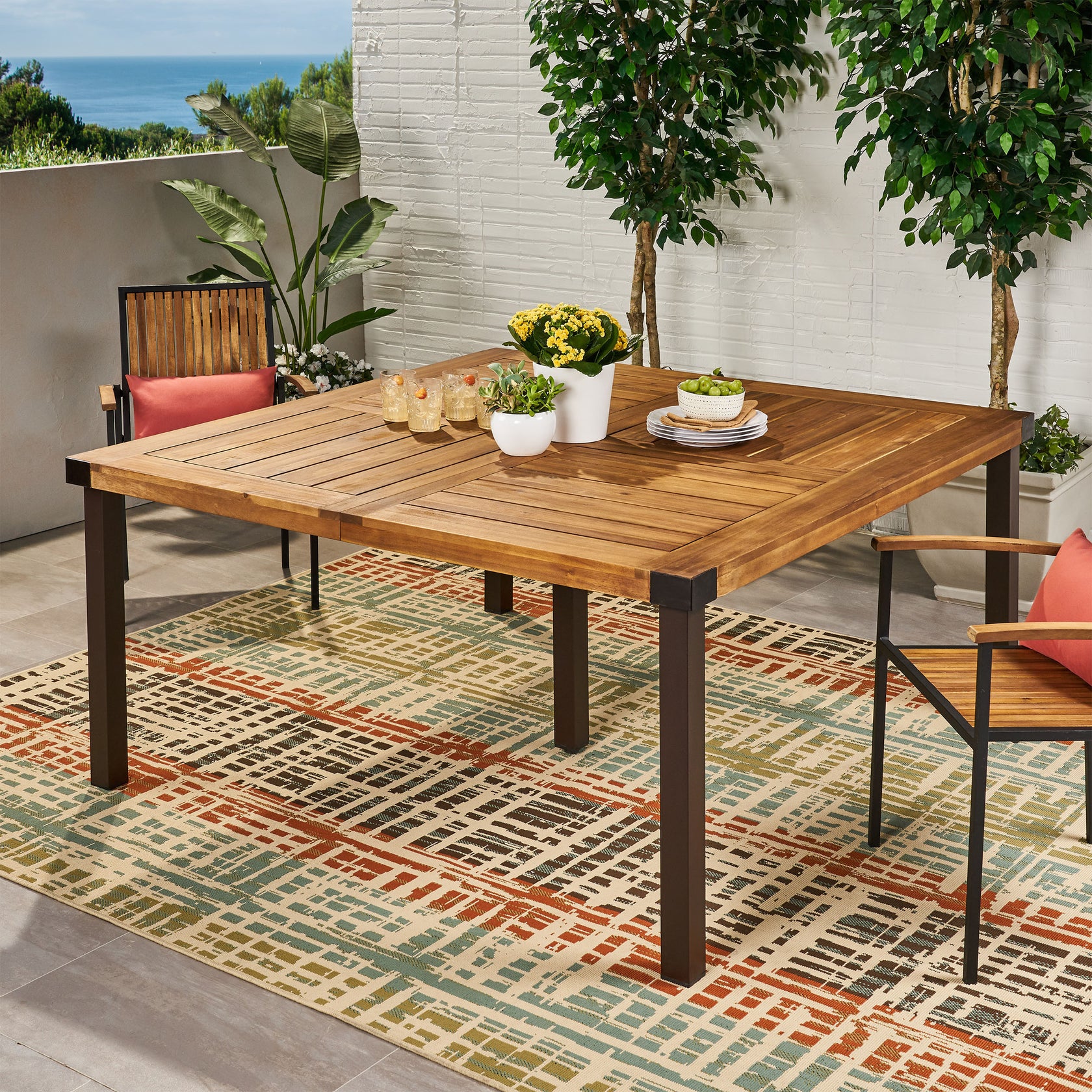 Maggie Outdoor Acacia Wood Dining Table – GDFStudio